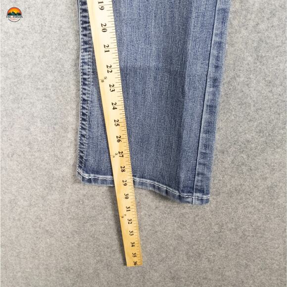 Maurices Straight Jeans Blue Medium Wash Chunky Stitch Denim Women's 11/12 Short - Picture 7 of 14